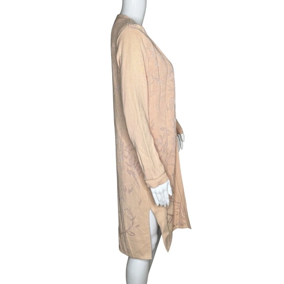 Chicos Sweater Women Medium Blush‎ Pink Open Longline Cardigan Everyday Casual - Picture 2 of 8